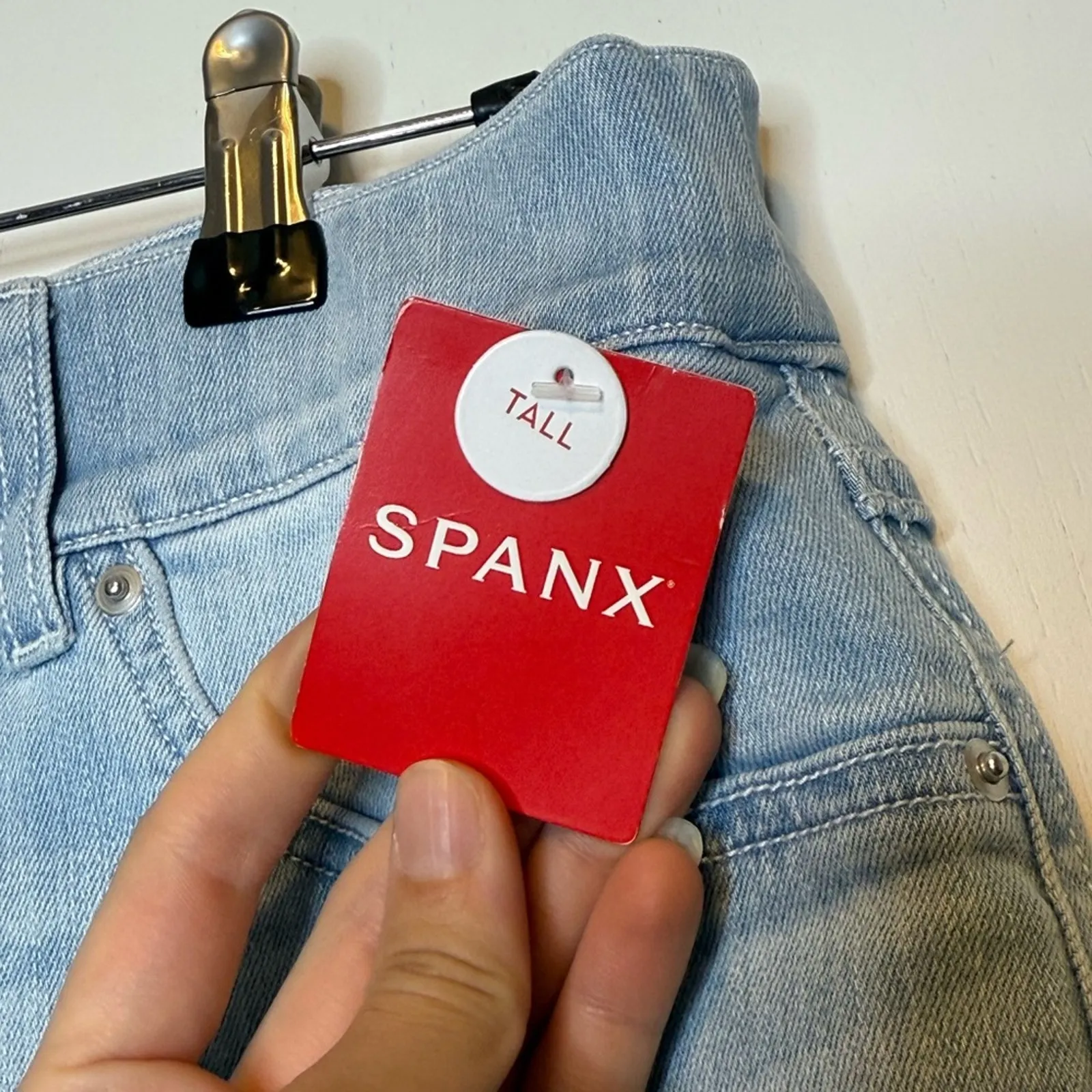 NWT Spanx Pull-on Stretchy Retro Light Wash Flare Leg Jean SZ Large - Image 8