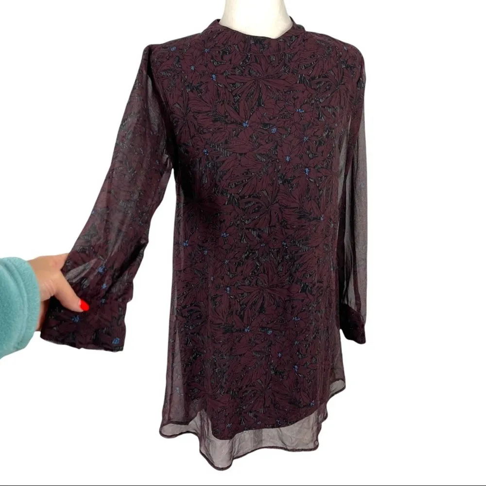 ASTR the Label Women's Long Sleeve Floral Chiffon Backless Dress Chiffon  Small - Image 3