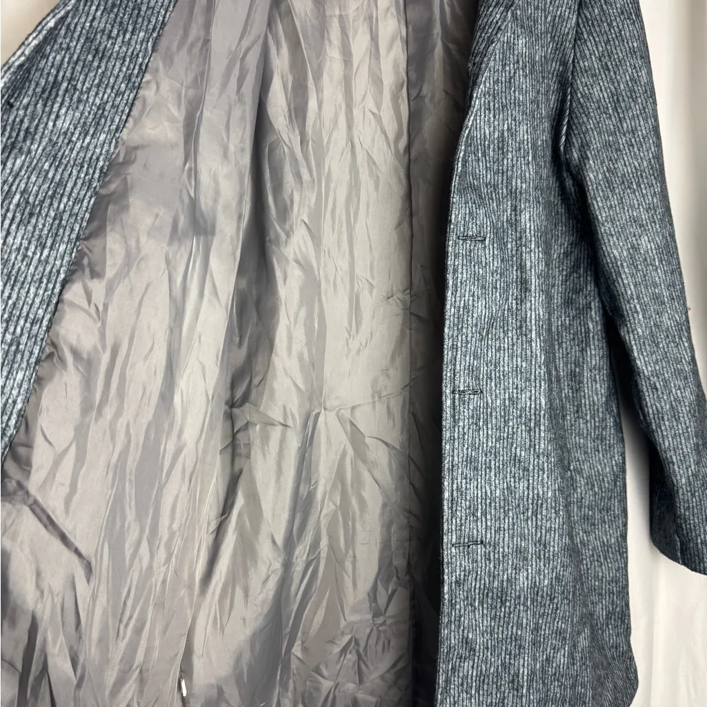 Pea coat Women’s lined stripped button down collar coat Medium Gray - Image 5