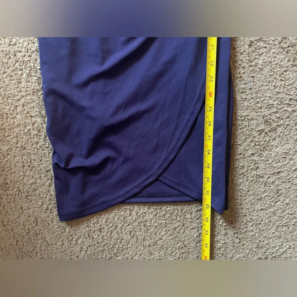 NWT Bodycon Wrap Mini Asymmetrical Spaghetti Strap Dress Blue Size M - Image 6