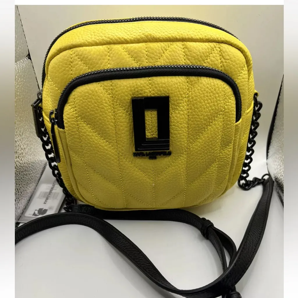 Karl Lagerfeld Paris Yellow Quilted Leather Crossbody $228 - Image 5