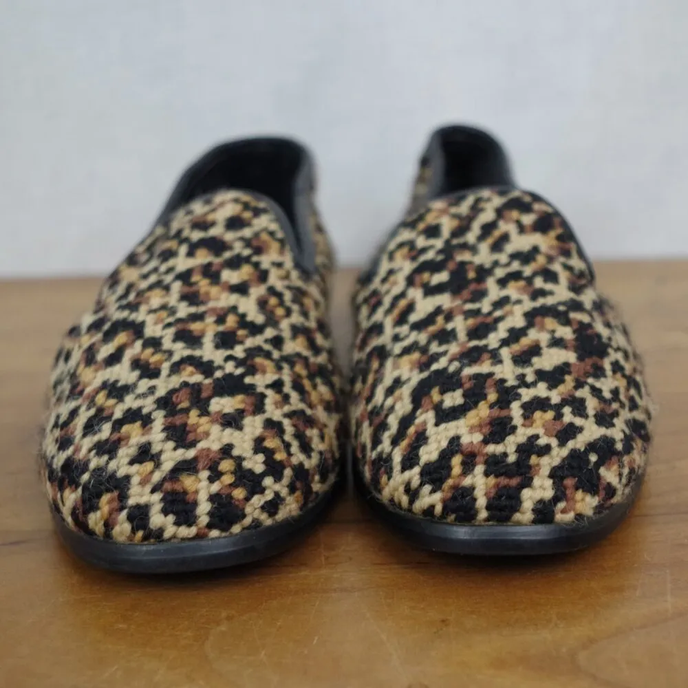 Larkspur Collection Vintage Leopard Print Woven Leather Lined Flats Size 7.5 Black - Image 9