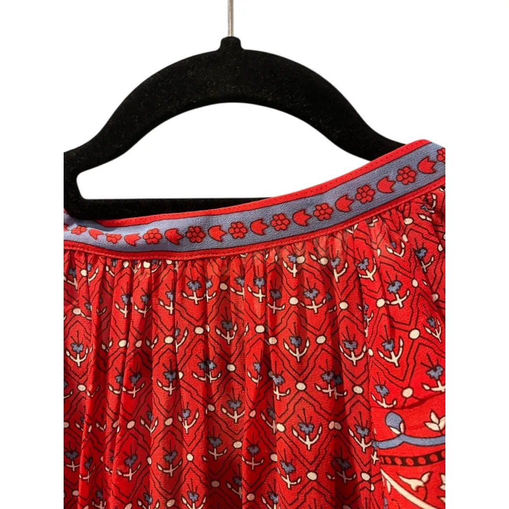 Ulla Johnson Neela Tassel Silk Dress Size Small Georgette Midi Scarlet Red Scarf - Image 12