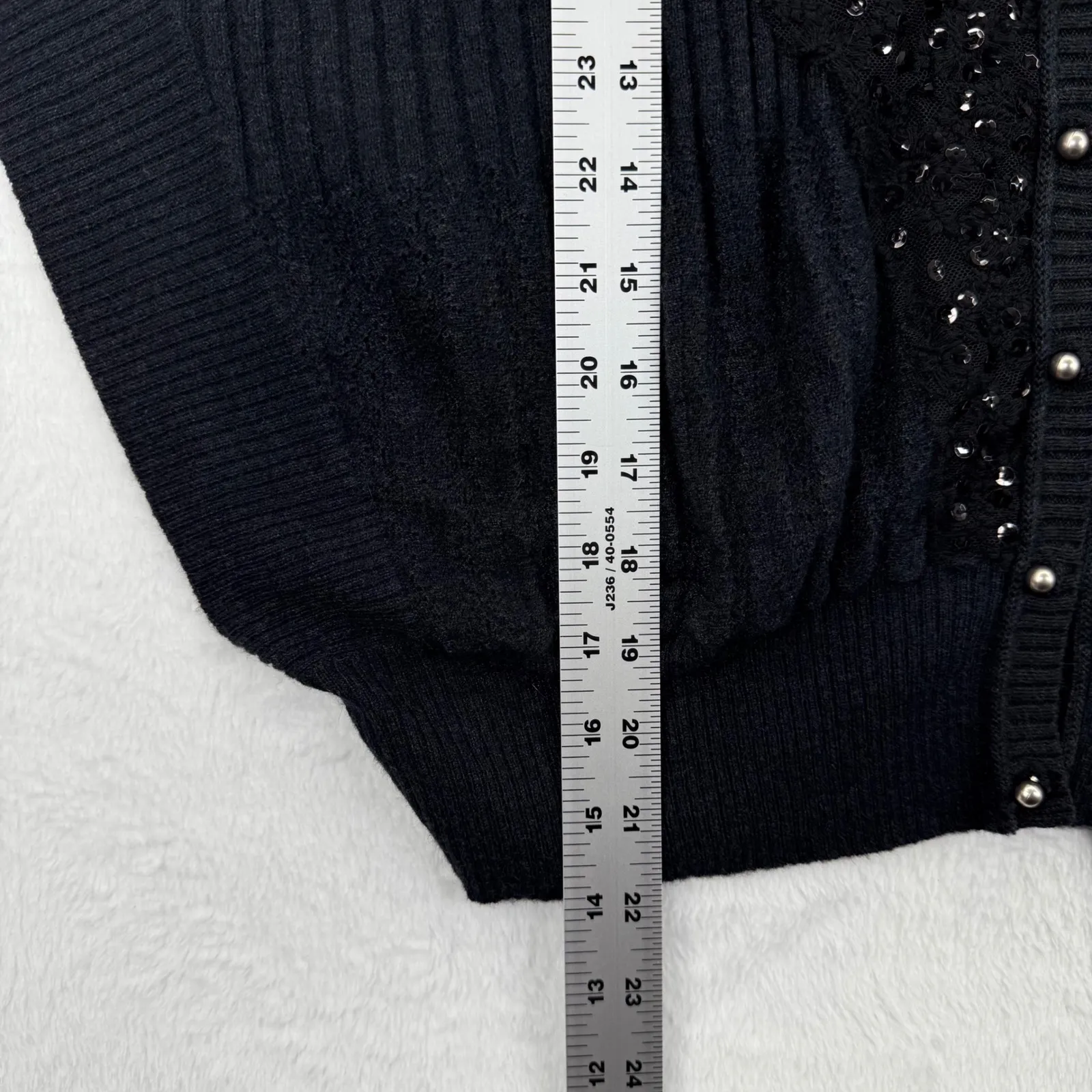 NWOT Free People Womens‎ L Sequined Cardigan Sweater Black Button Front Knit Top - Image 3