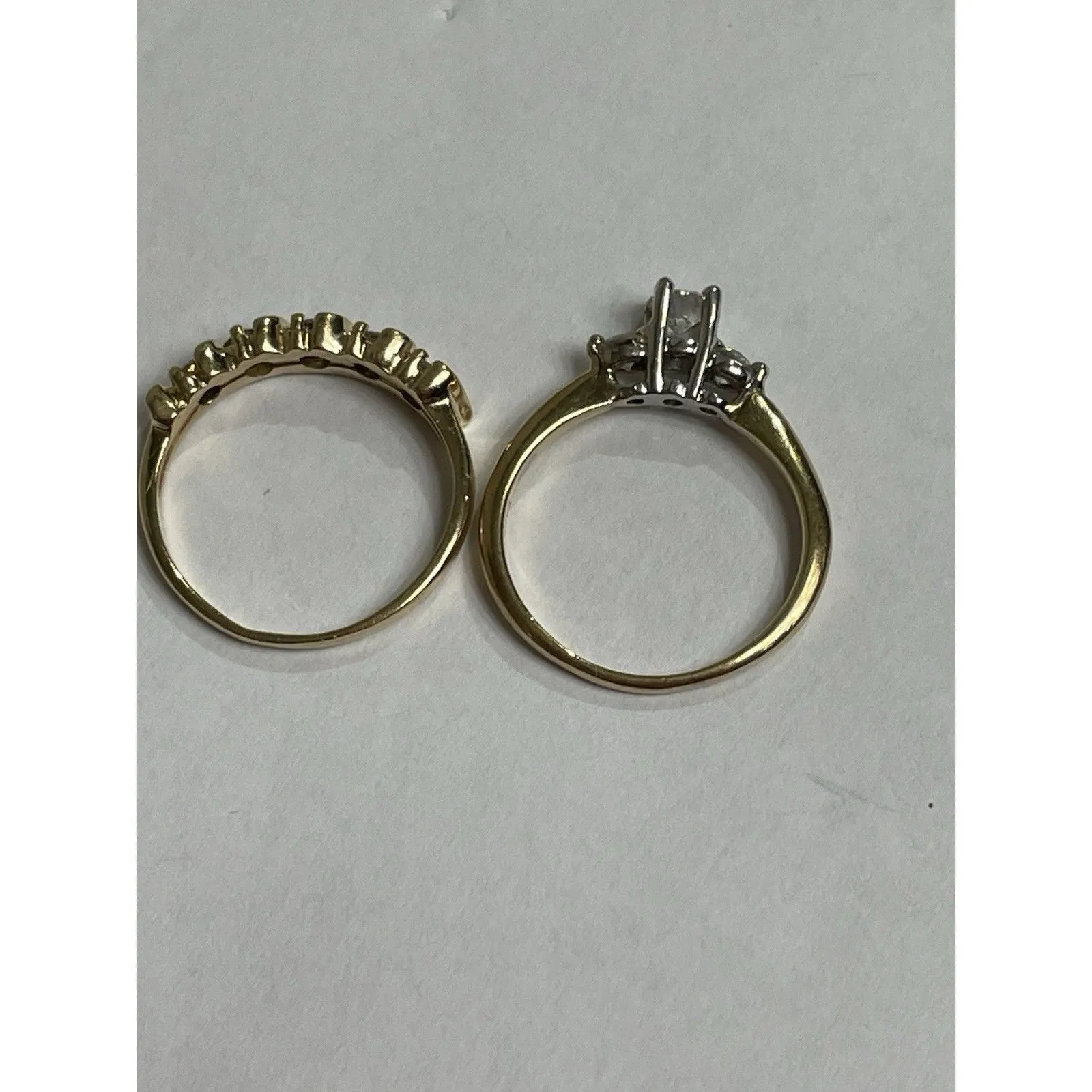 14k Yellow Gold Natural Diamond’s Wedding Set Vintage Rings. Women’s Size 6 - Image 4