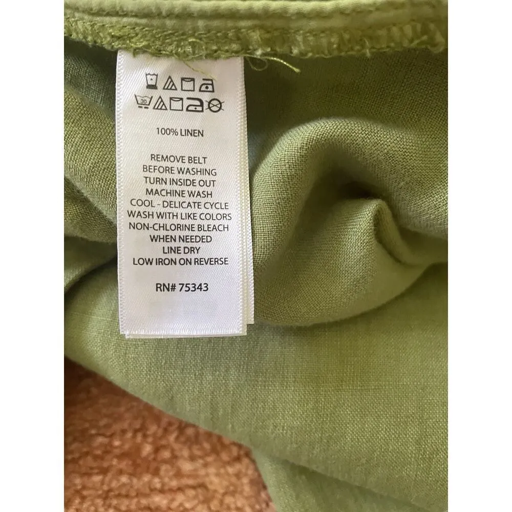 C&C California Green Linen Pants Women’s M Medium Tie Waist High Rise Pants - Image 9