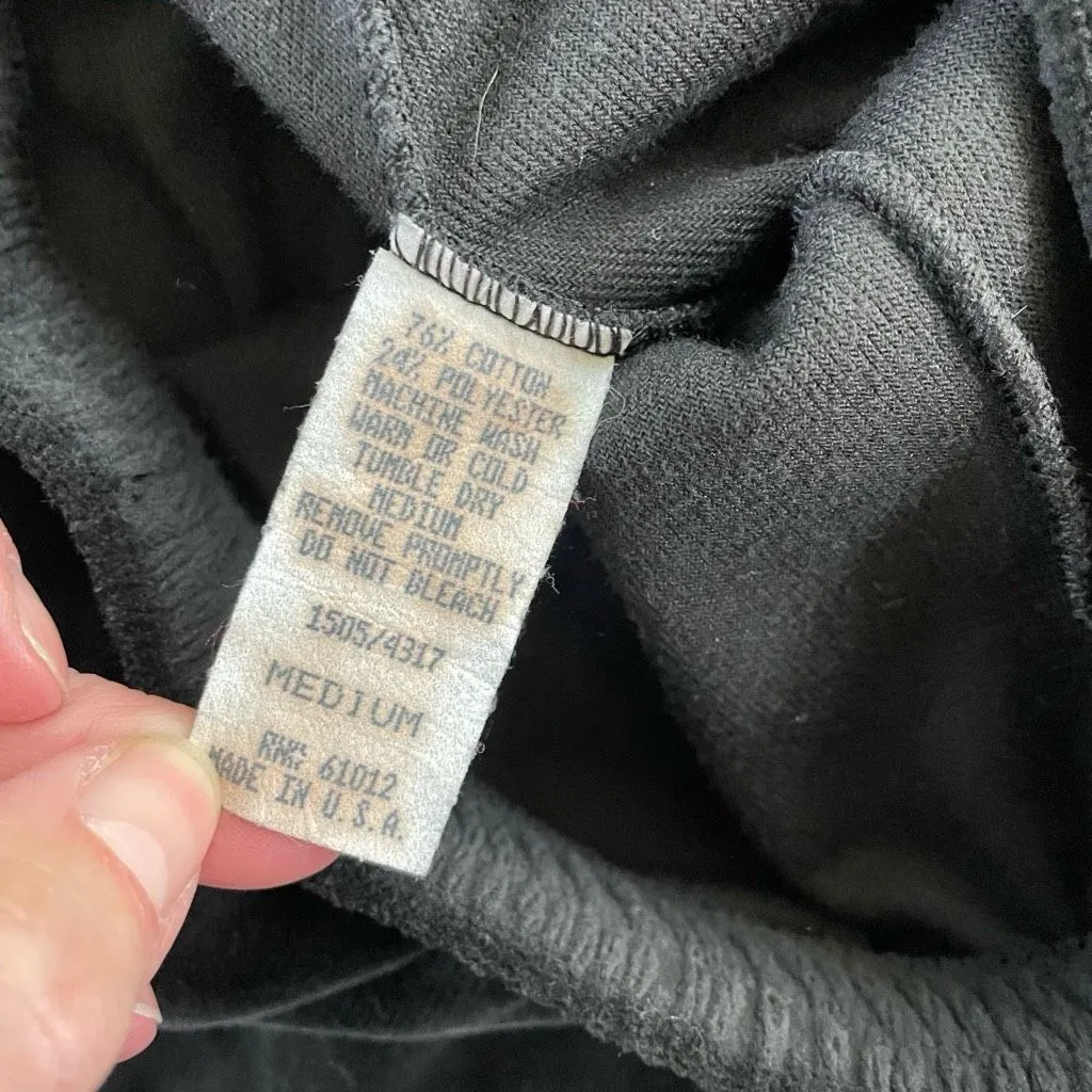 Vintage 80s Cherry Hill Abstract Velour Track Suit Sweatshirt Pants Set Black Bl Size M - Image 8