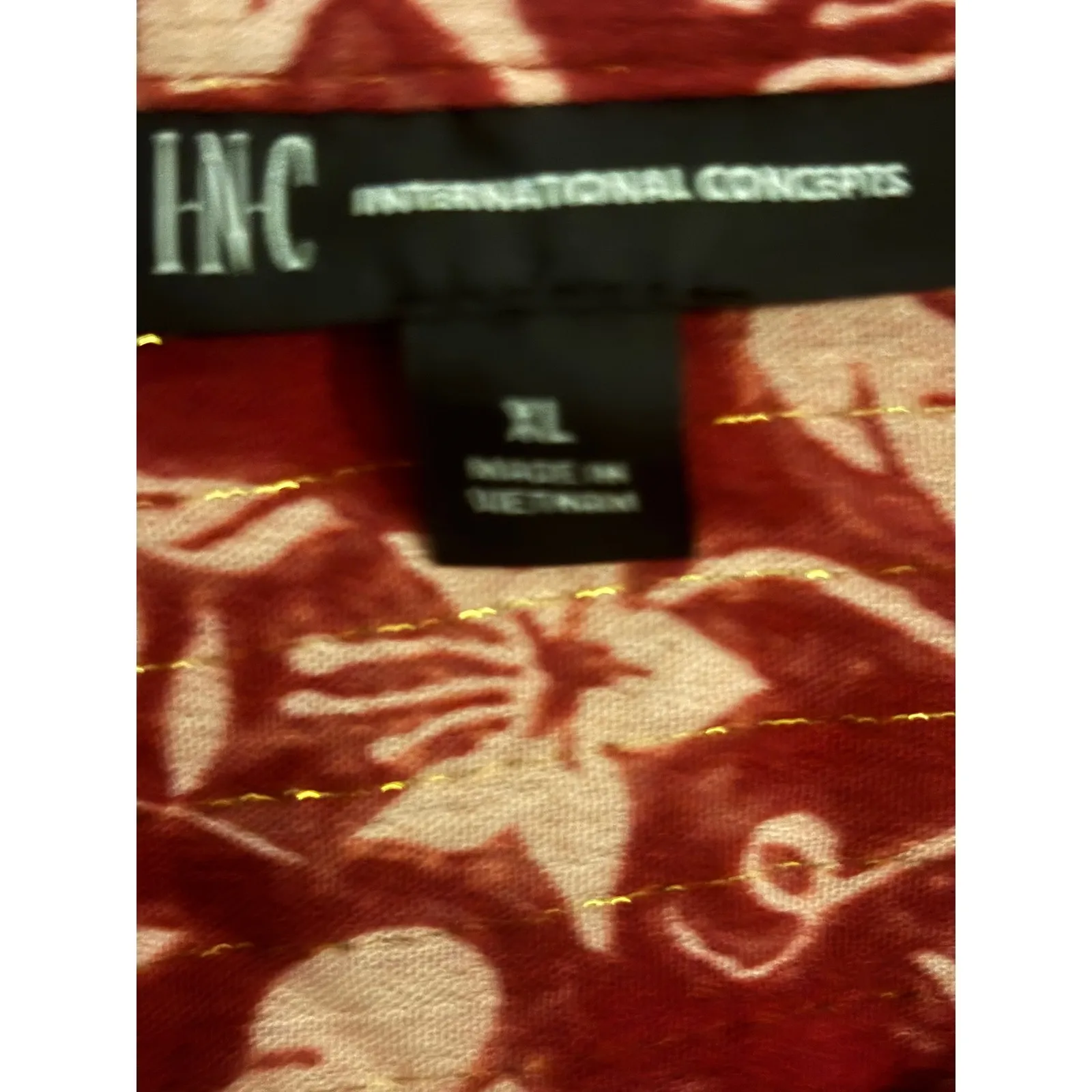 INC International Concepts Burgundy Floral Wrap Top Long Sleeve Womens Size XL Red - Image 3