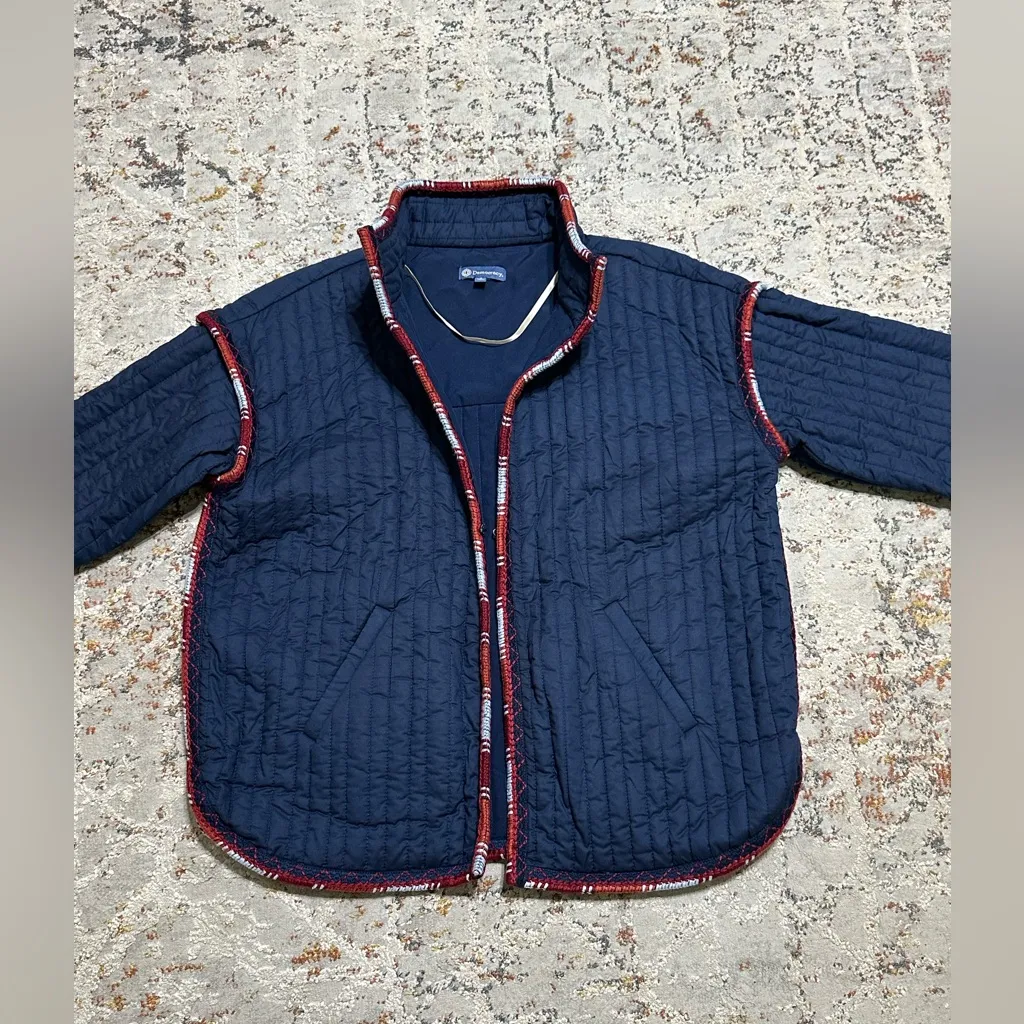 DEMOCRACY Cotton Long Sleeve Funnel Neck Quilted Embroidered Edge Jacket Small - Image 10
