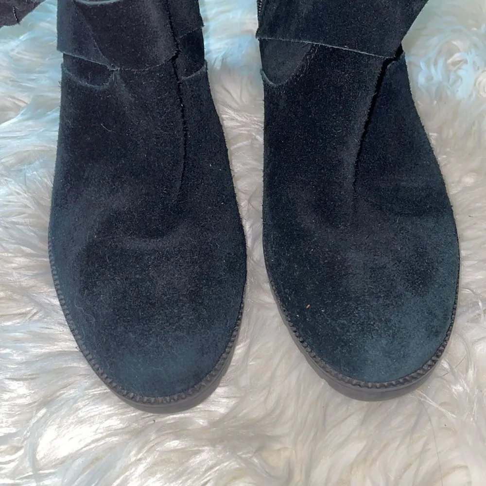 Clarks Artisan Black Suede Malvet Doris Heeled Mid Calf Boots - Image 4