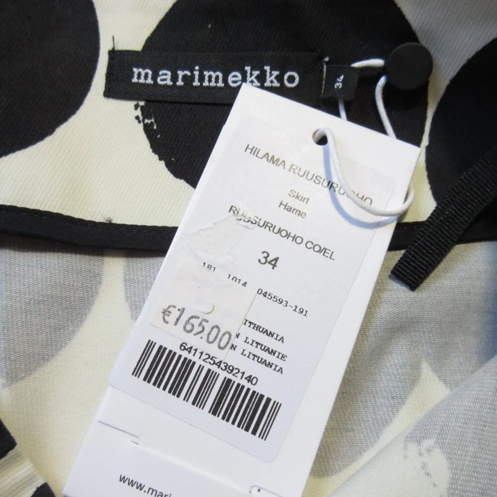 NWT marimekko Hilama in Ruusuruoho Black White Circle Dot Pleated Skirt 34 / 4 - Image 3
