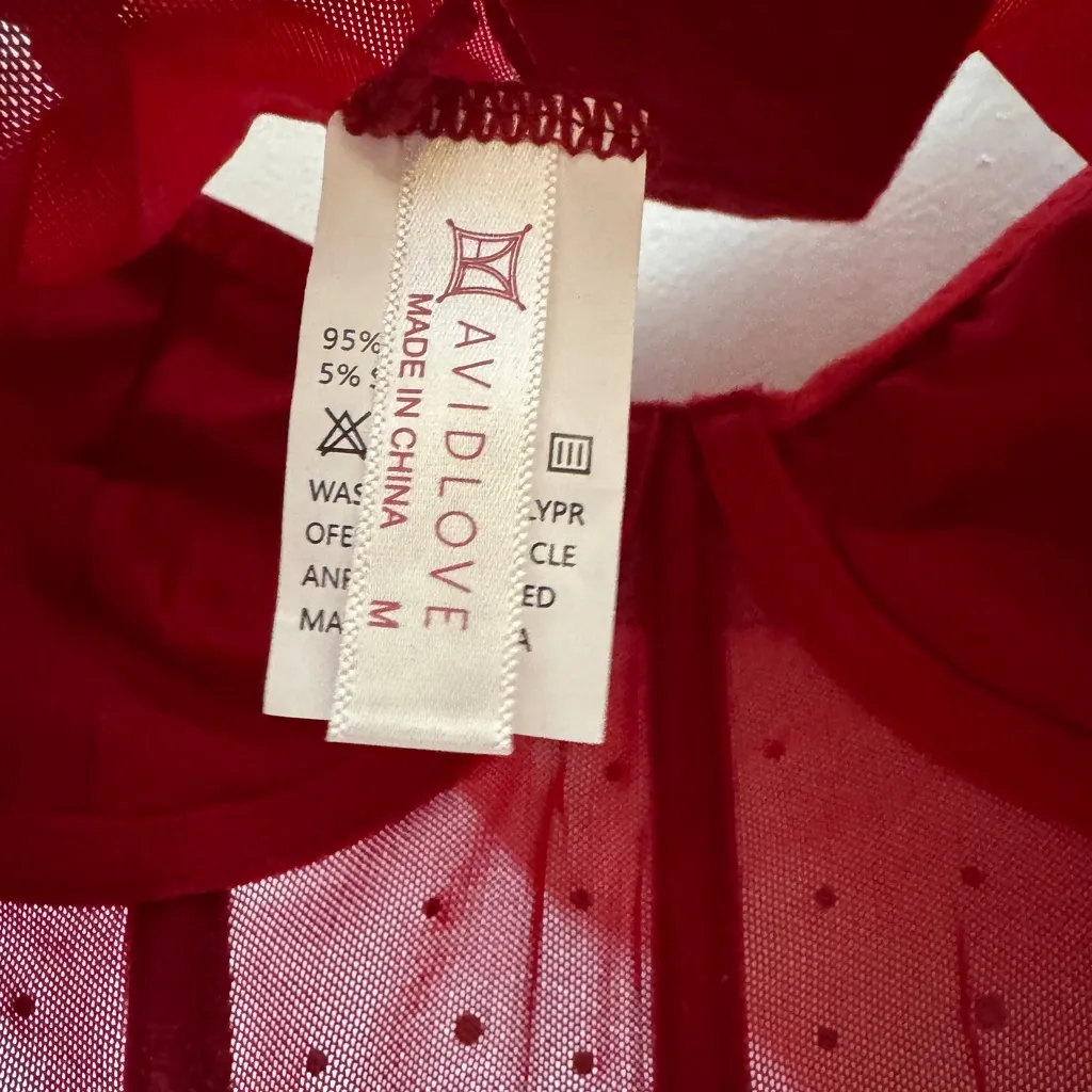 NWT Avidlove‎ Medium Bra Corset Red With Rhinestones - Image 4