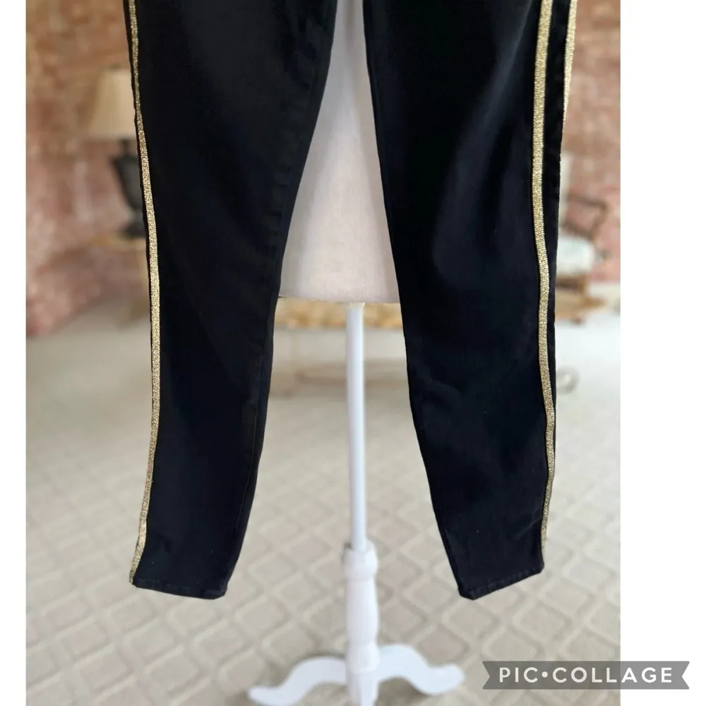 7 for All Mankind B(air) Skinny Jeans 25 Black Gold Side Striped NWT - Image 5