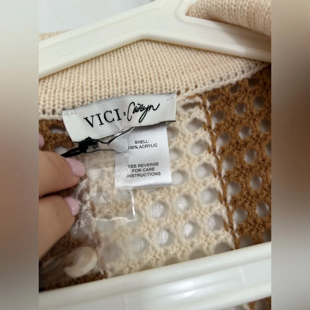 Vici X Caitlyn Bradley Crochet Button Down Cover Up Top - Image 9