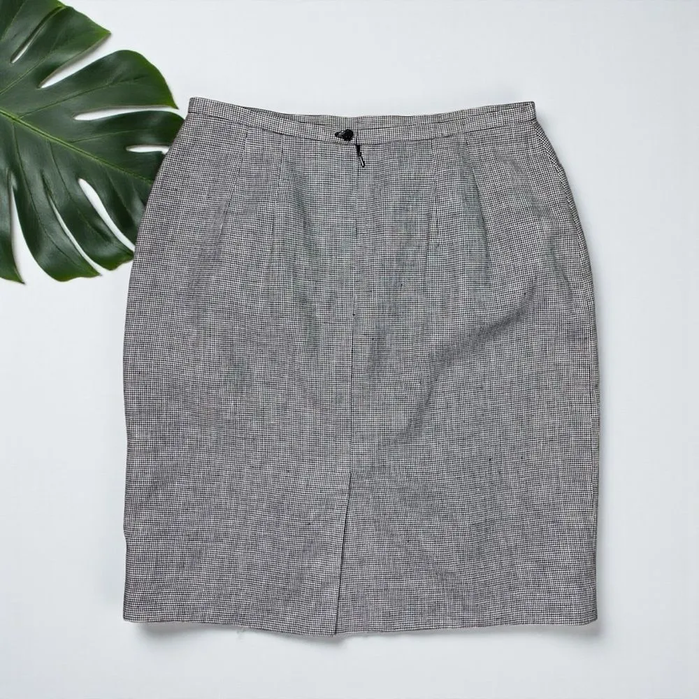 Talbots  100% Irish Linen Skirt in Mini Houndstooth - Size 10 - Image 4