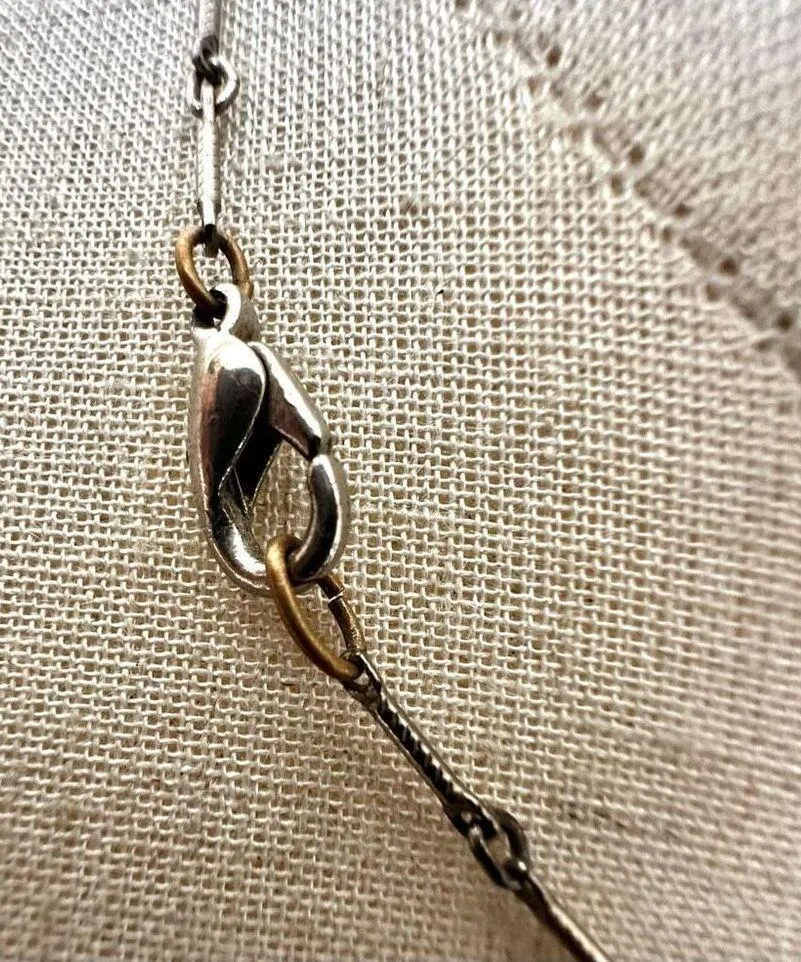 Silver/ gold tone and blue Y necklace - Image 9