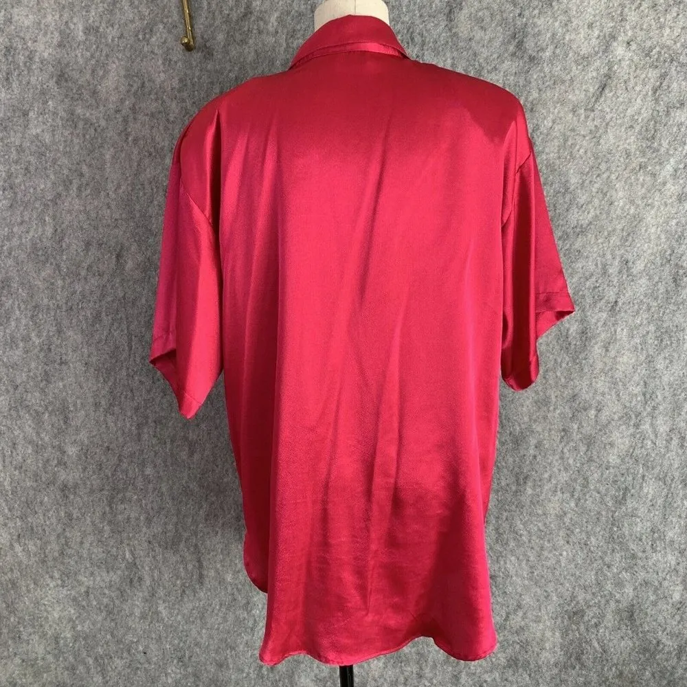 Vintage Victorias Secret Womens Medium Night Shirt Pink Gold Label Faux Pearl - Image 3