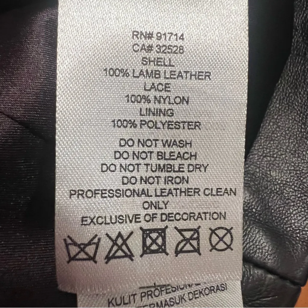 Armani Exchange A/X 100% Lamb Leather & Lace Long Sleeve Mini Dress Black Size 4 - Image 14