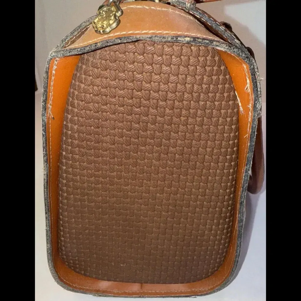 JR Vintage Brown Tan Leather Fabric Lined American Made Western Designer Handbag - Image 13