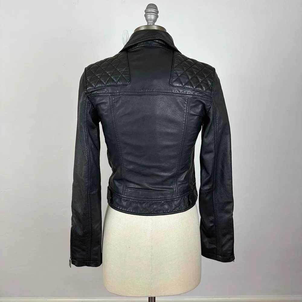 NWT AllSaints Sheep Leather Moto Jacket in Black Size US 00 - Image 8