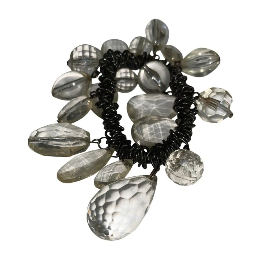 Clear Beaded Chunky Bauble Stretch Bracelet - Image 5