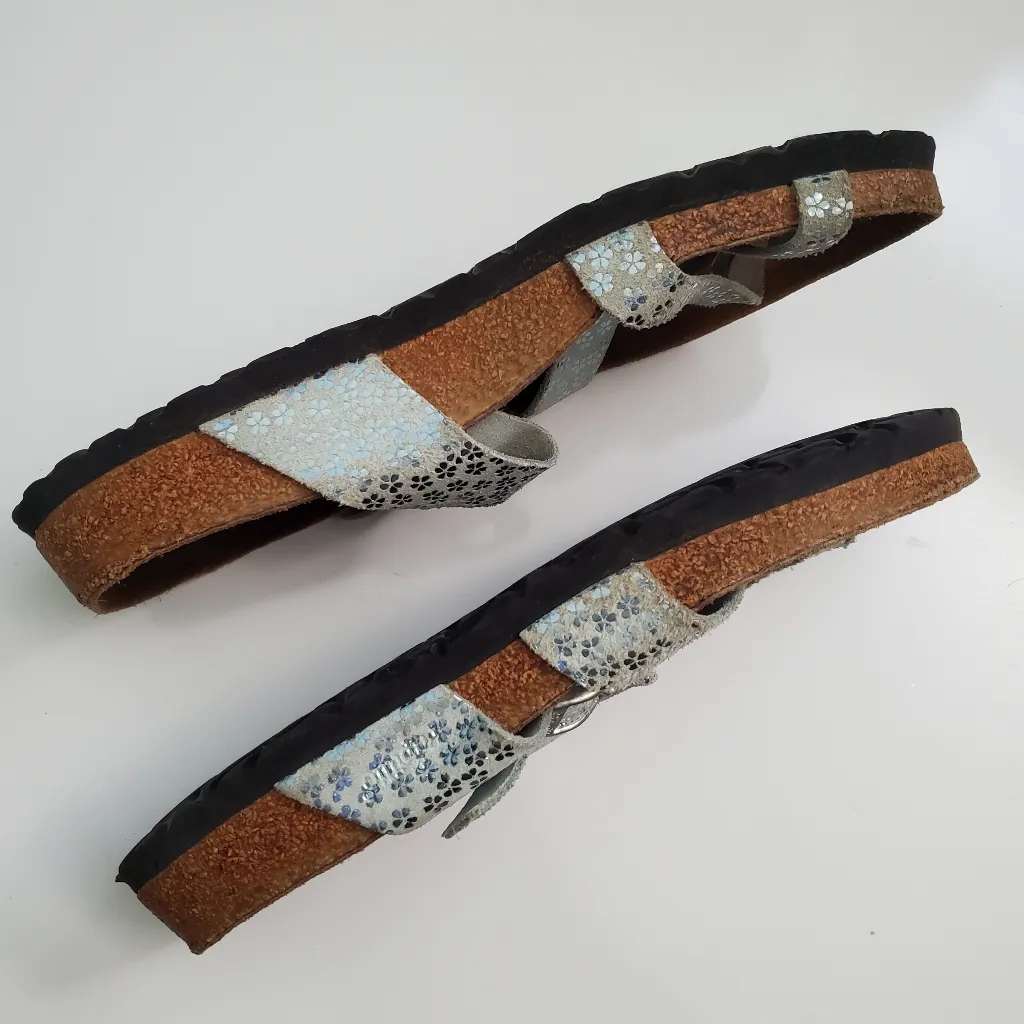 Birkenstock Papillio Mayari Blue Metallic Floral Sandals - Image 6