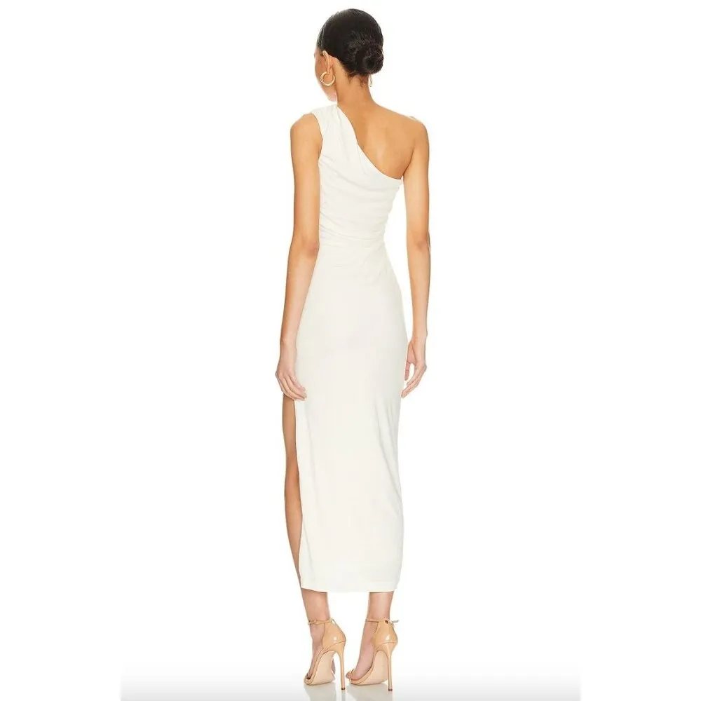 BARDOT Rosalie One Shoulder Sheath Midi Dress Orchid White Womens Size Small - Image 3