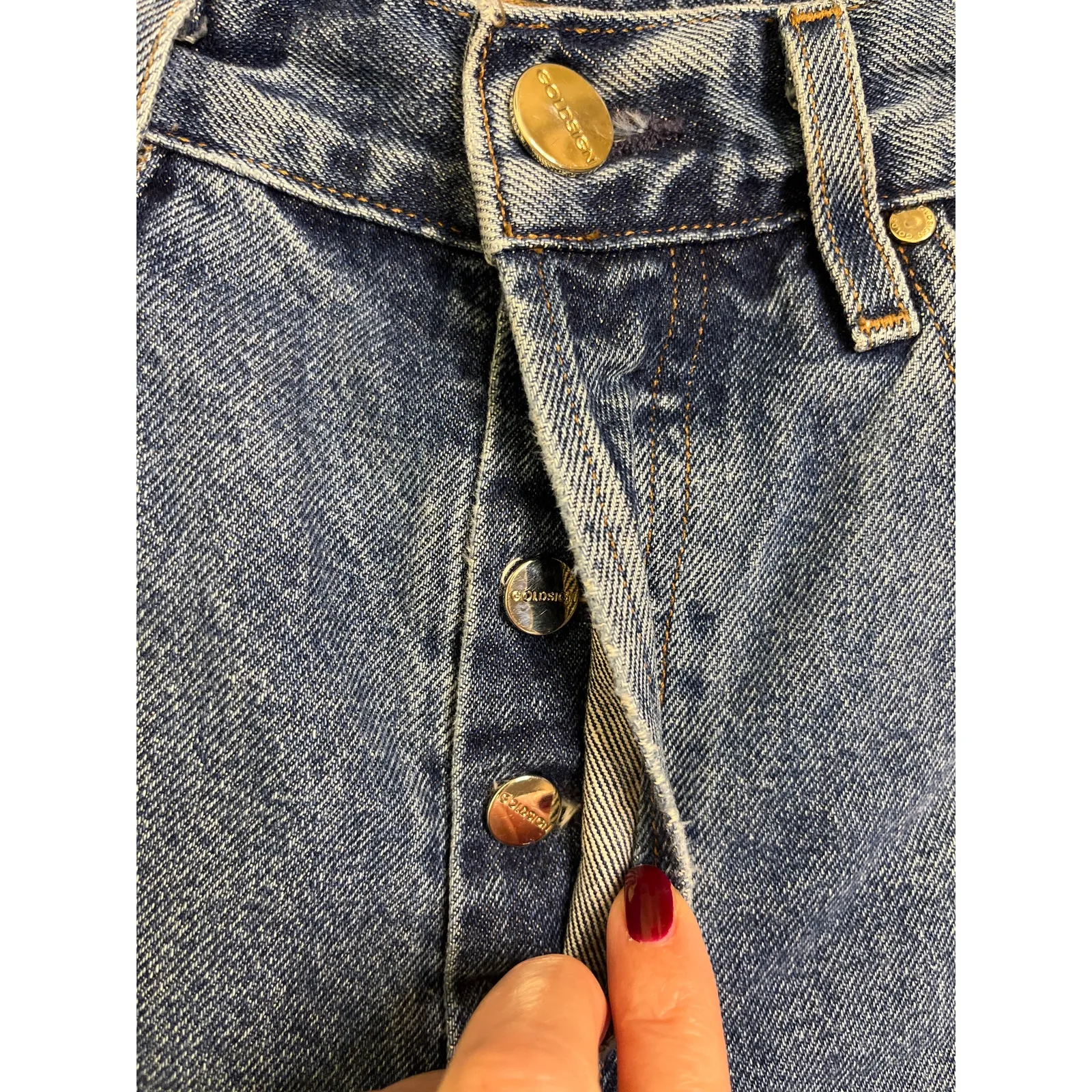 Goldsign Button fly Blue Relaxed High Rise Straight - Image 3