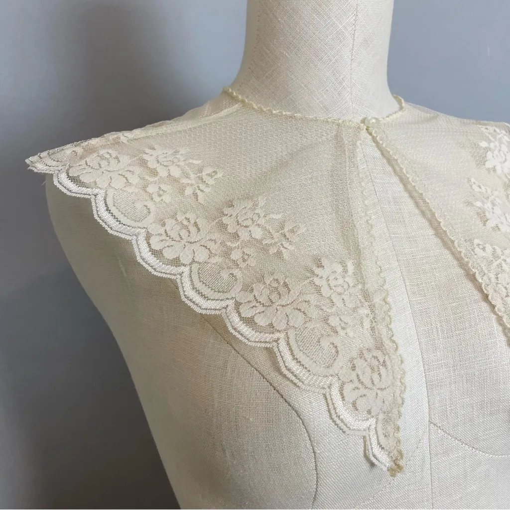 Vintage Lace Detached Collar Scalloped Button Women Lolita Goth‎ Victorian Cream - Image 4
