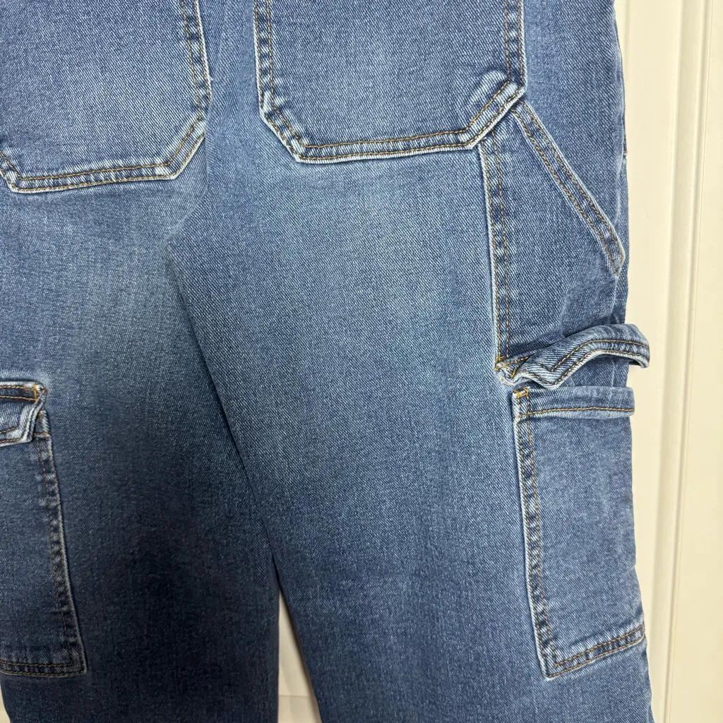 Juniors Almost Famous Wide Leg Cargo Denim Jeans Size S - Image 5