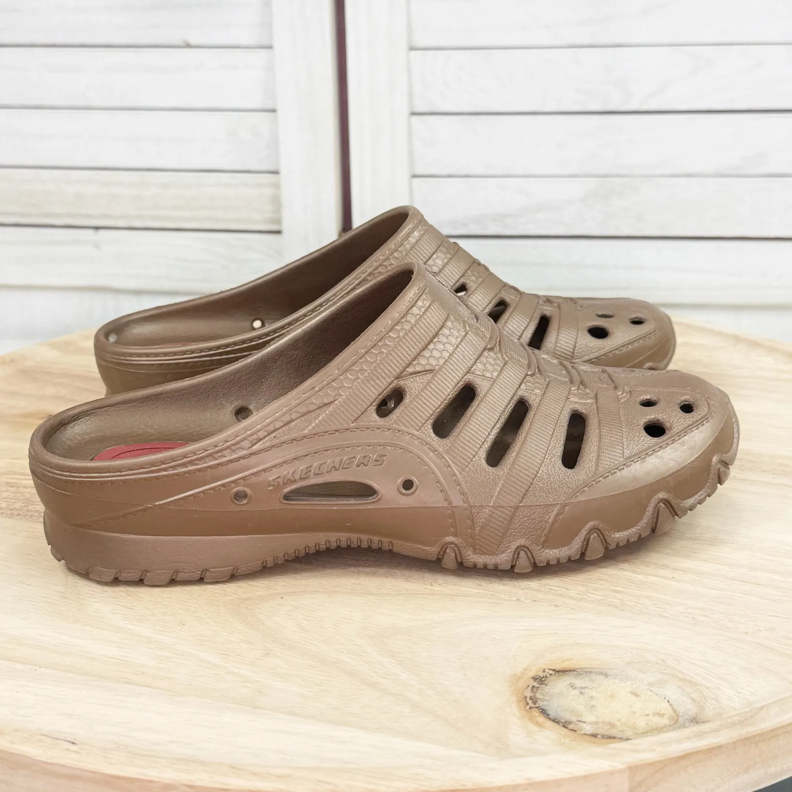 Skechers GoWalk 5 Foamies Slip On Mules Metallic Bronze Brown Size 7 - Image 9