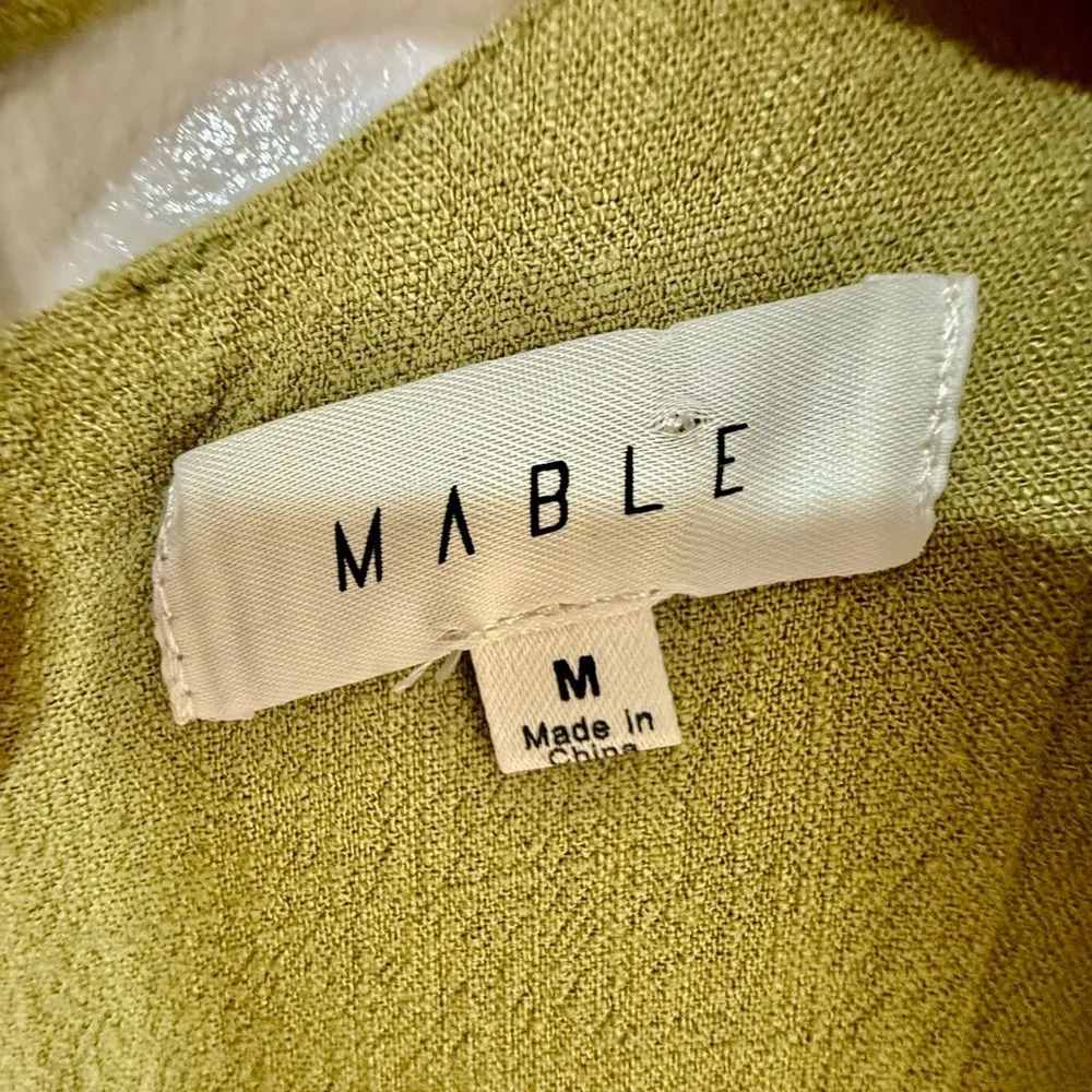 Mable Olive Cotton and Linen Cutout Dress | M Green Size M - Image 3