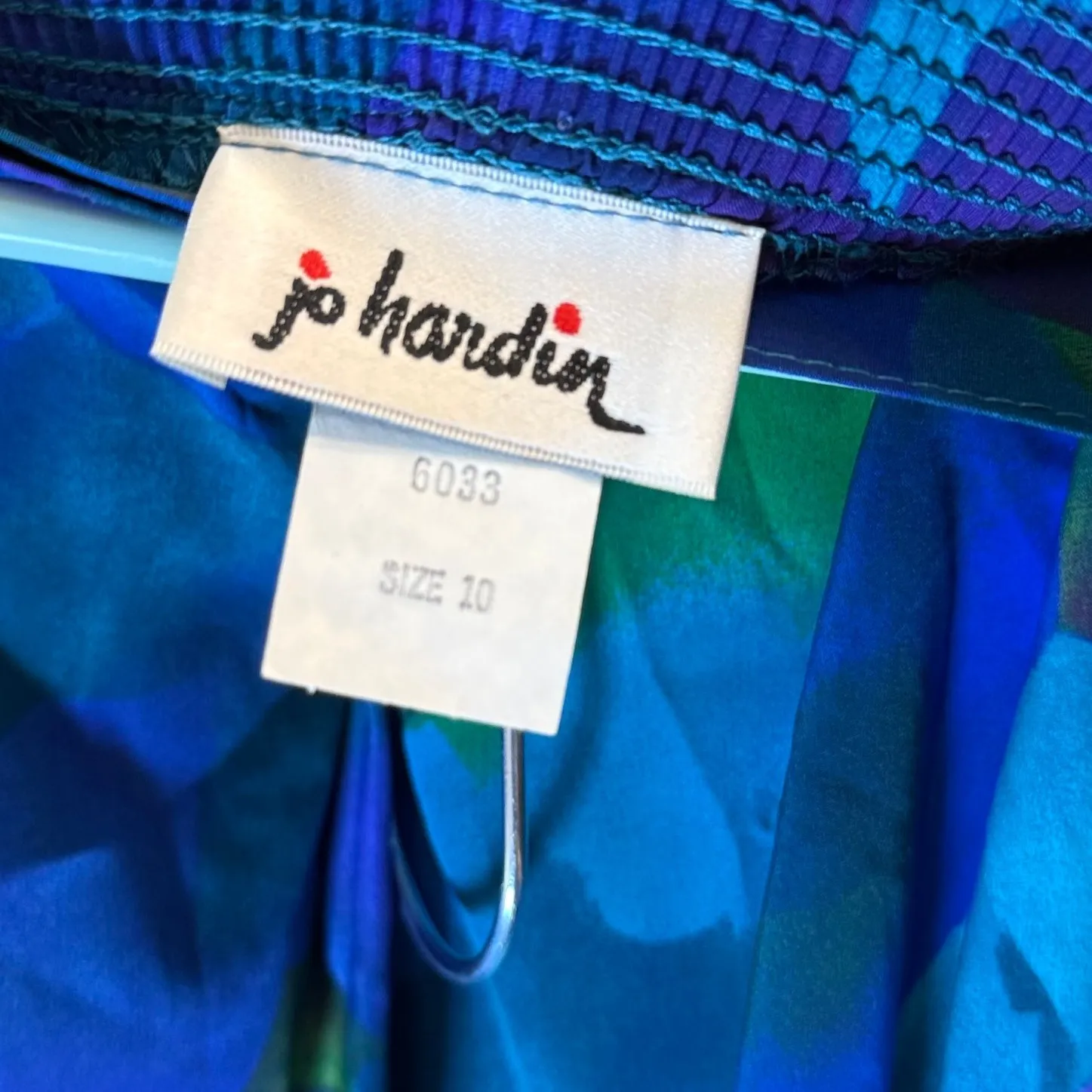 Jo Hardin Silk‎ Vintage Skirt Blue Purple Floral Tulip Pleated Size 10 - Image 3