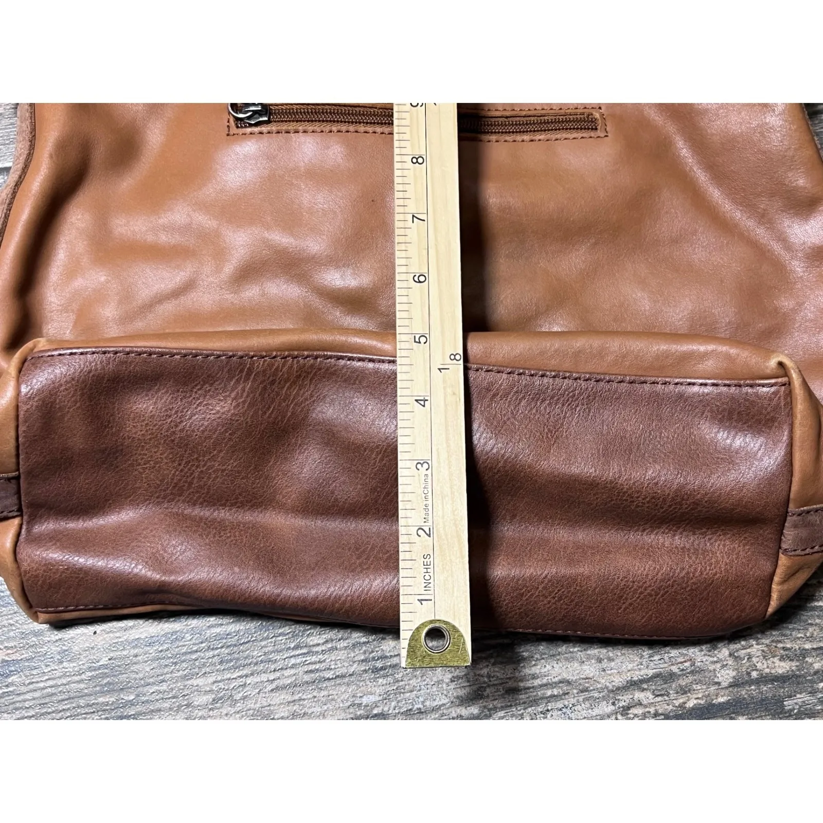 The SAK Ashland Cognac Tobacco Leather Hobo Shoulder Bucket Bag Crossbody Strap - Image 10