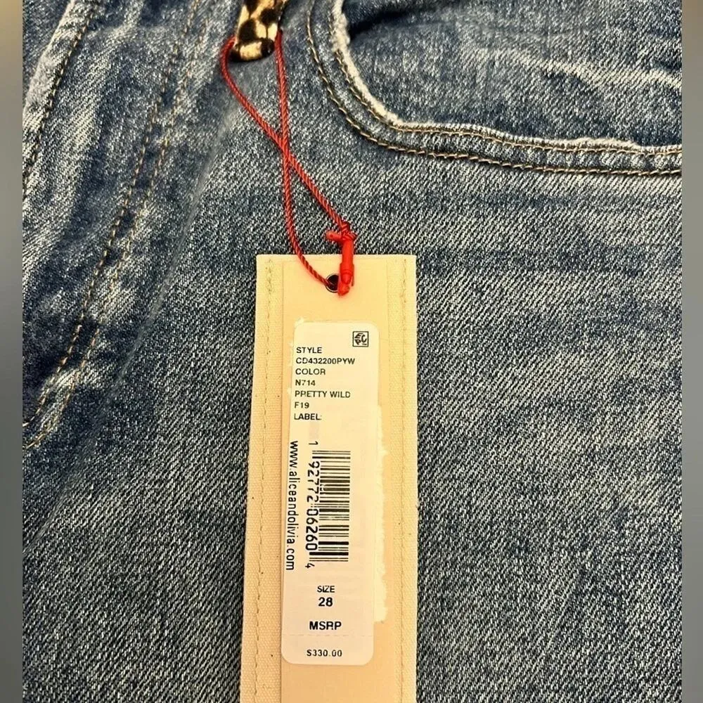 Alice + Olivia Amazing Animal Print High Rise Jeans  Size 28 NWT - Image 12