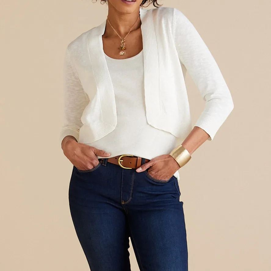 Soft Surroundings Playa Bonita Cream Knit Lightweight Cardigan - Image 2