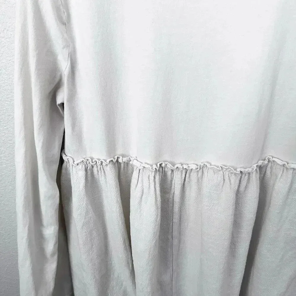 ALTAR'D STATE | Beige Ivory Cream Boho Mixed Fabric Ruffle Back Blouse | Medium - Image 6