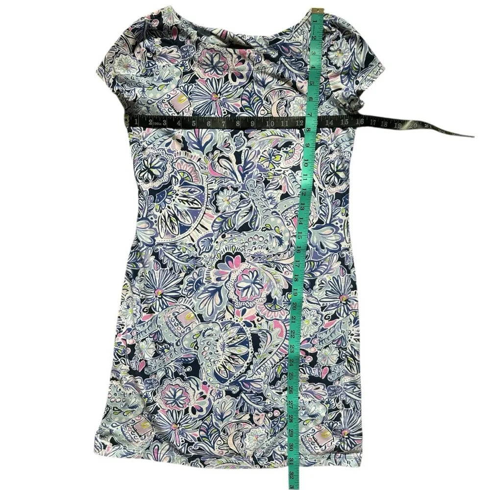 Lilly Pulitzer Short Sleeve Bay Dress Iris Blue Namastay In The Jungle XS Beach - Image 5