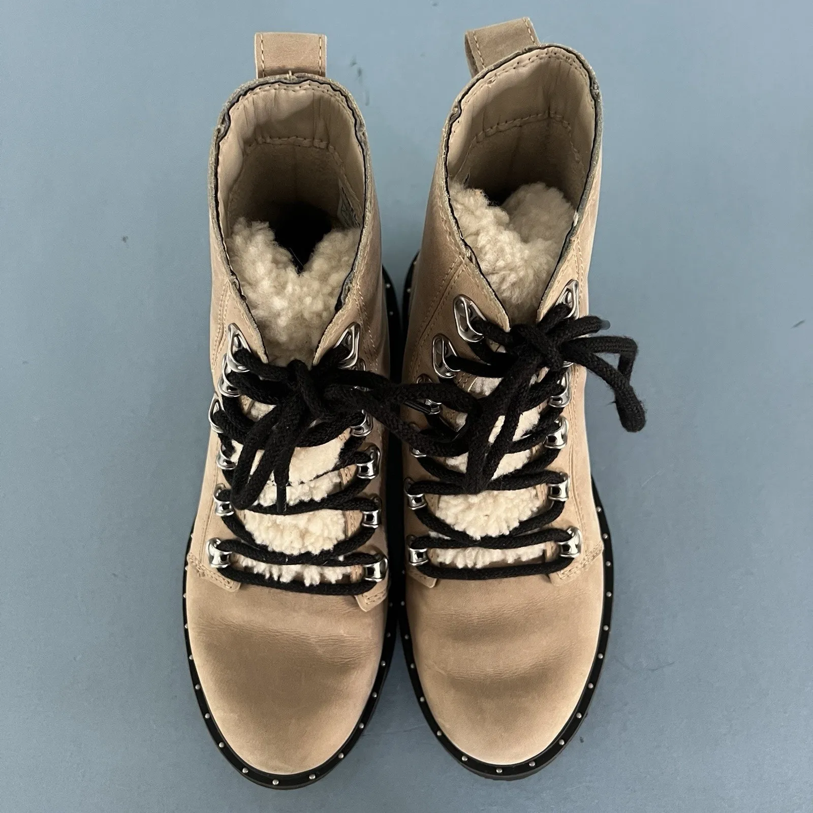 Sorel Lennox Shearling Cozy Canoe Tan Suede Lace Up Lug Sole Boots - Image 7