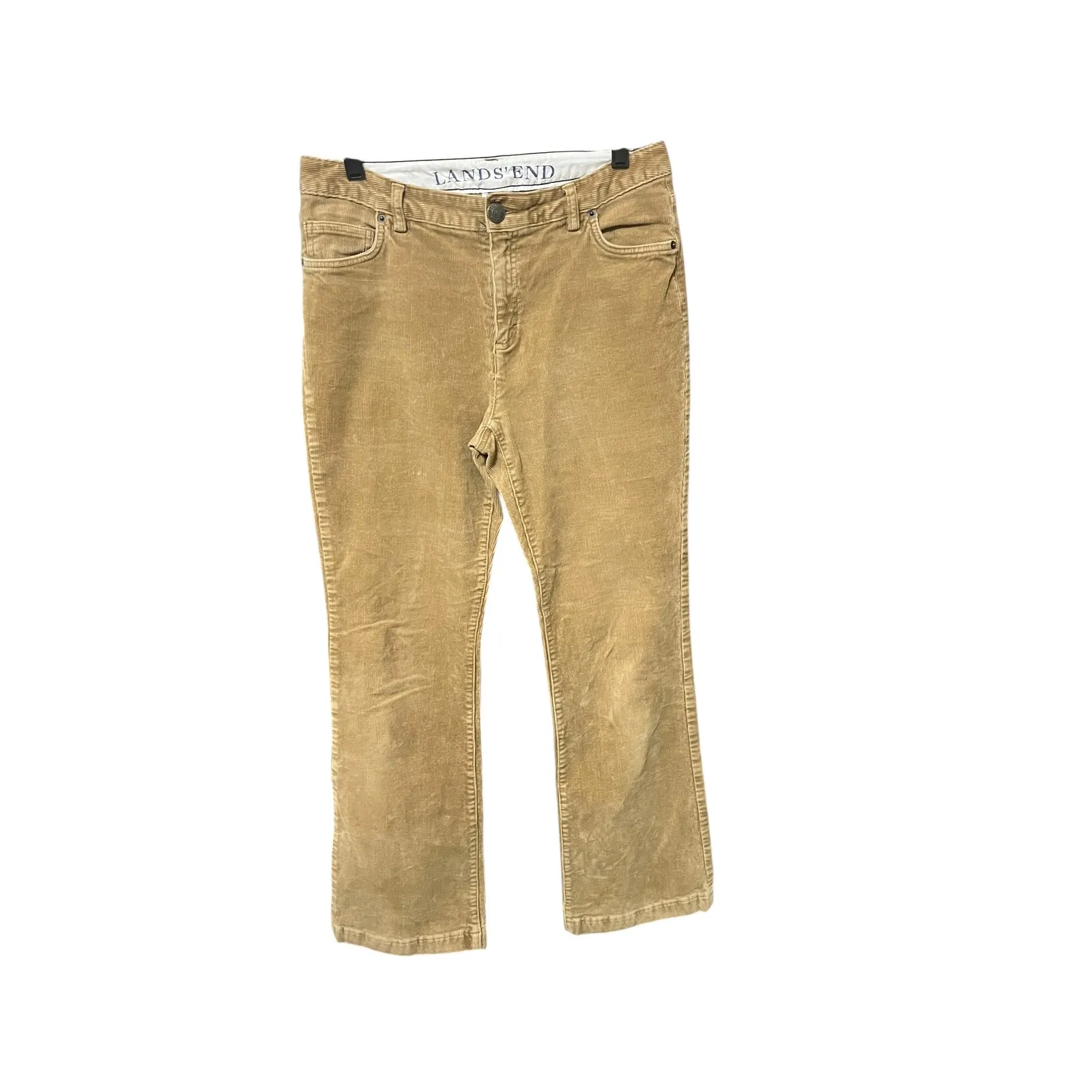 Lands' End Corduroy Wales Pants Trousers Women 8 Beige Tan Cozy Fall Casual - Image 4
