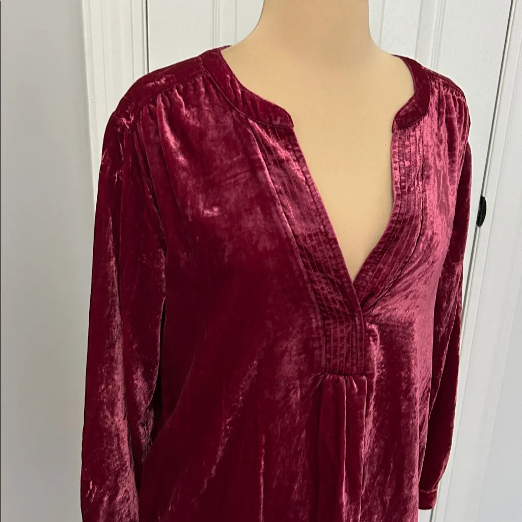 Anthropologie Melody Velvet Tunic Dress Berry - Image 7