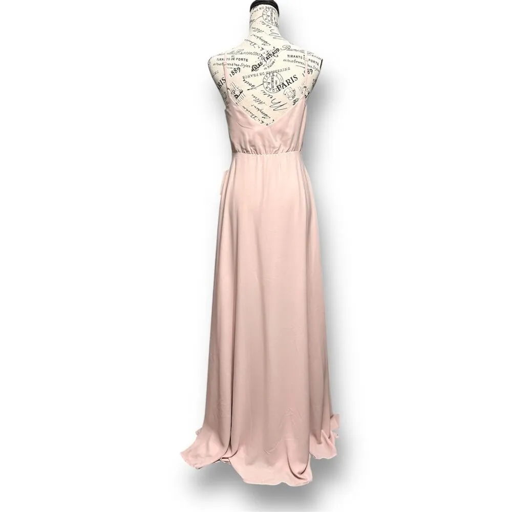 Show Me Your MuMu S Faith‎ Maxi Dress Pink Chiffon Blush Spaghetti Strap Formal - Image 6