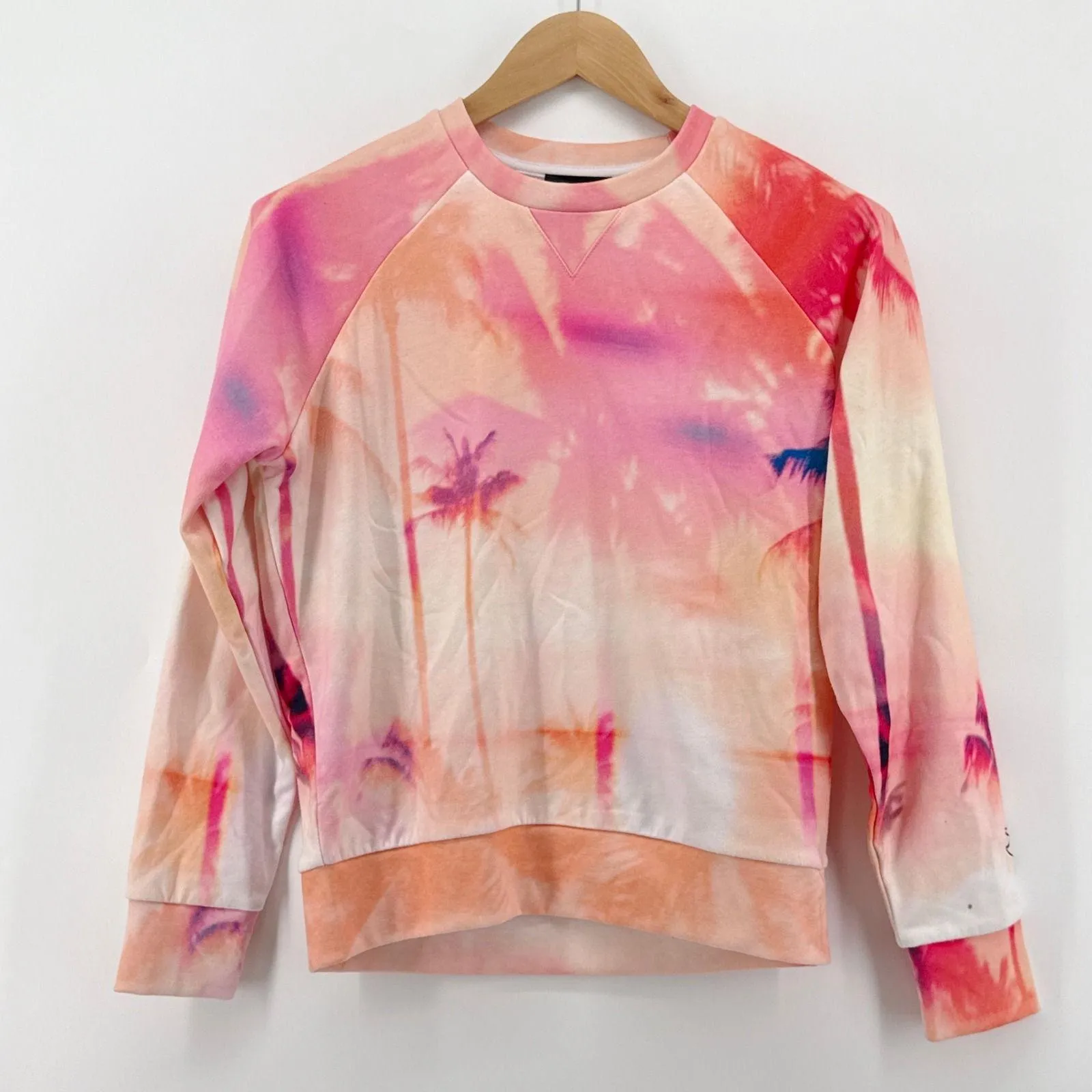 Carbon38 Palm Print Tropical Sweatshirt & Jogger Lounge Set Small Shirt XS Pants Pink - Image 3