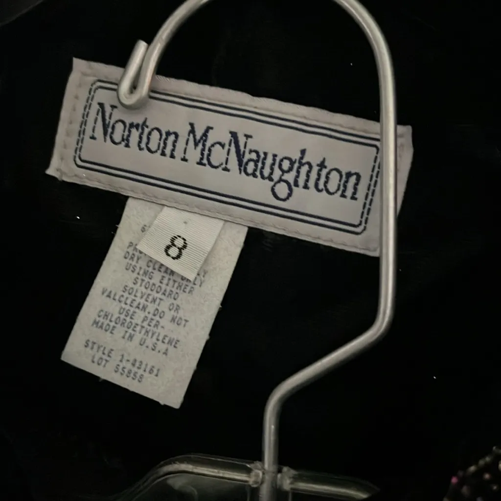 Vintage Formal Norton McNaughton Black Velvet Floral Dress Shirt Jacket wedding Size 8 - Image 10