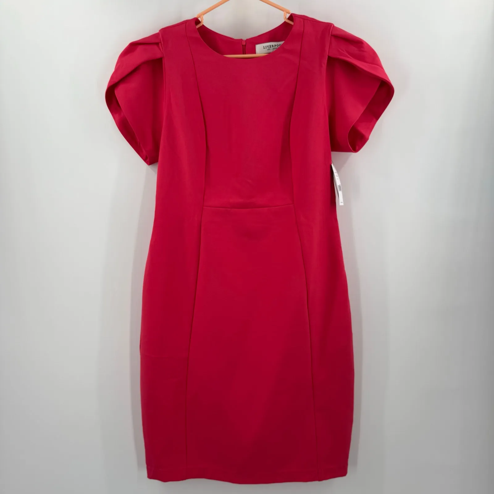 Liverpool Los Angeles Dress Size 6/28 NWT Tulip Sleeve Sheath Pink Punch Office - Image 16