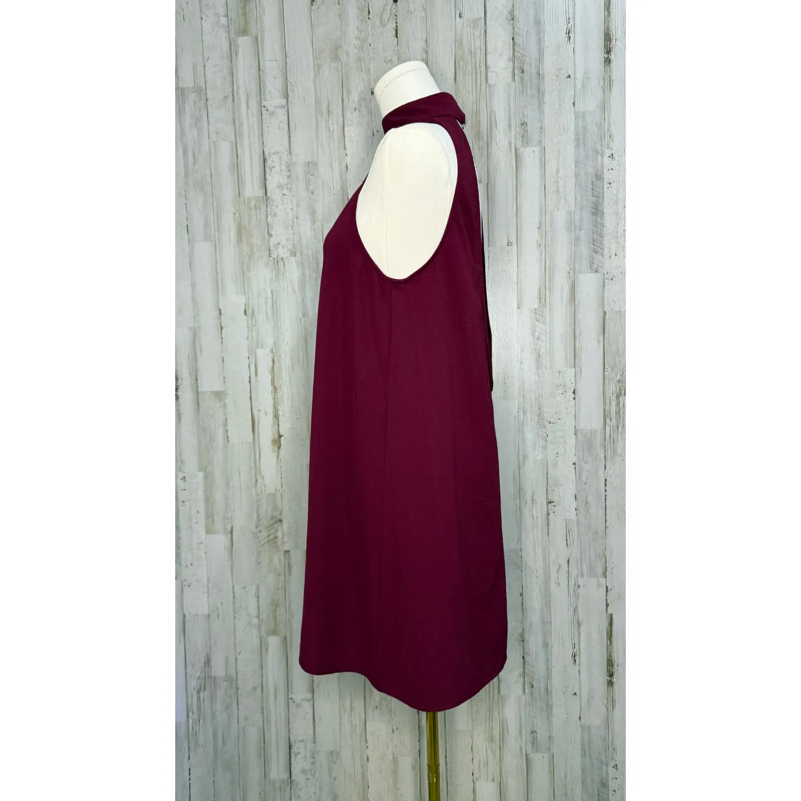Show Me Your MuMu Women's Choker Shift‎ Dress Burgundy Size Small Casual - Image 7