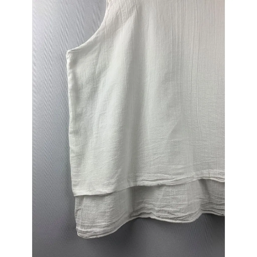 Women’s Mireille White Double Layered Tank Top Size L Size L - Image 8
