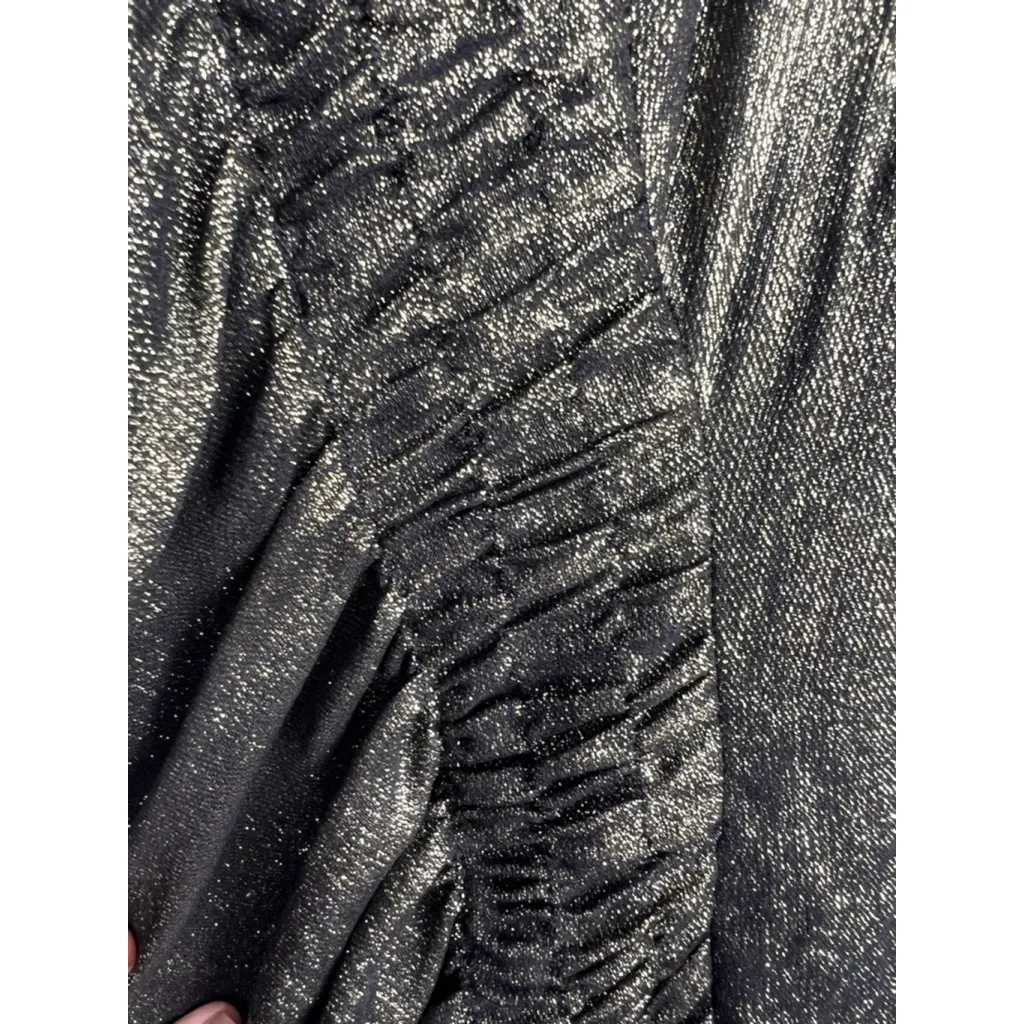 J. Mendel Paris Metallic Ruched Lamé Mini Dress Gold Bronze Size 6 - Image 5