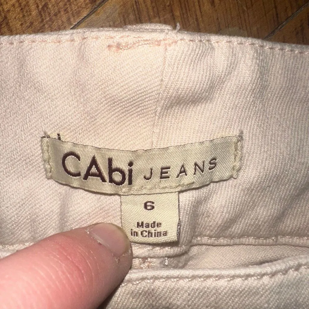 CAbi Lou Lou pale pink/cresm size 6 straight leg normcore jeans - Image 3