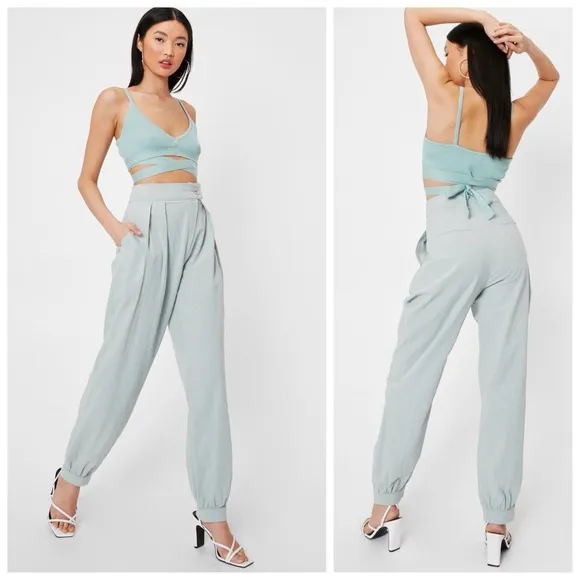 Nasty gal • linen the boot cuffed high waisted pants - Image 21